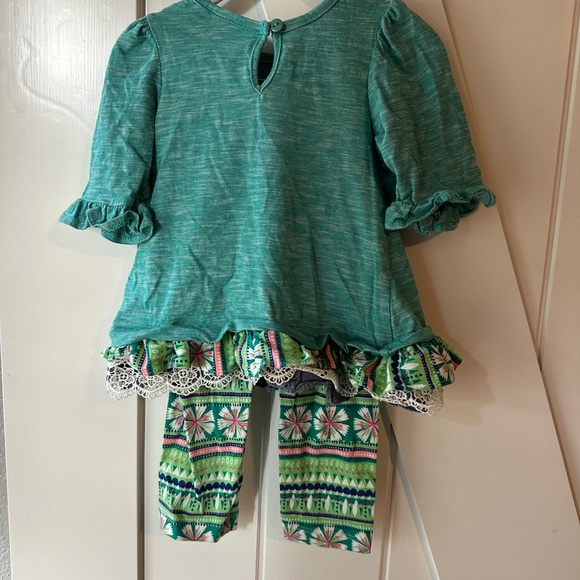 Girls 18m Rare Editions Green Elephant Legging Set - Picture 4 of 5